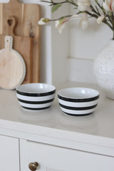 Ceramic Bowl Set – 2 Piece – Black Stripes