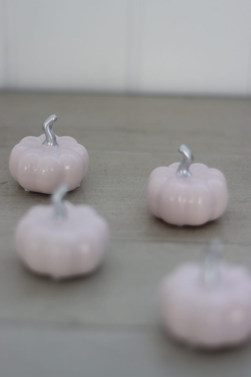 Ceramic Pumpkin Light Pink/Silver - Tiny 4PC
