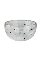 Double Wall Glass Bowl - Black/Hearts Dots