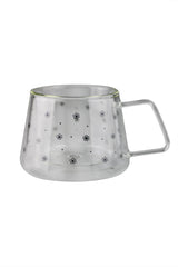 Double Wall Glass Mug - Wrap Around Floral/Black