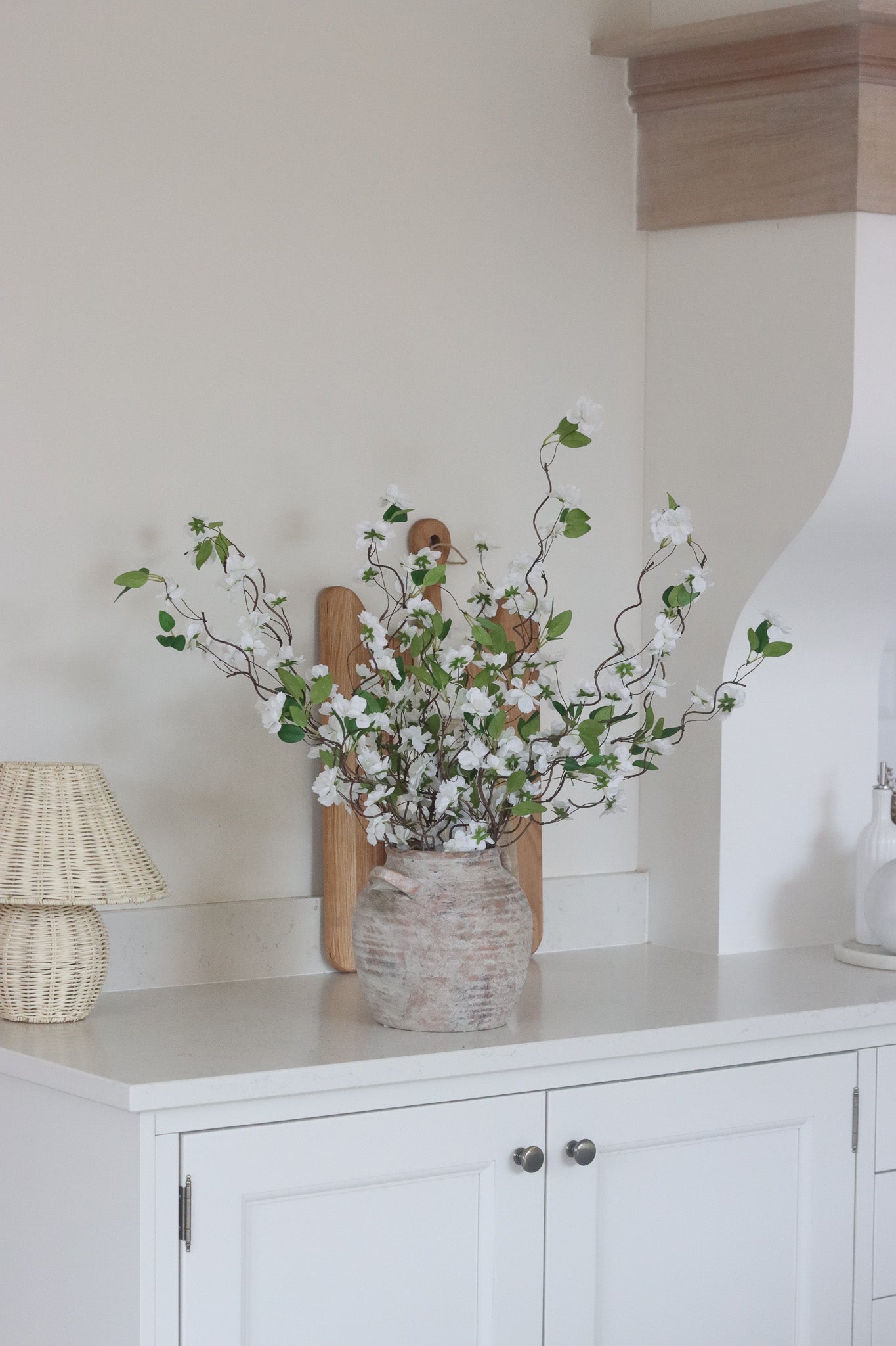 Faux Flowers  - White Wild Cherry Blossom Spray