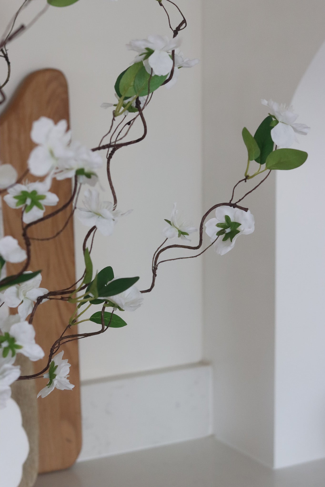 Faux Flowers  - White Wild Cherry Blossom Spray