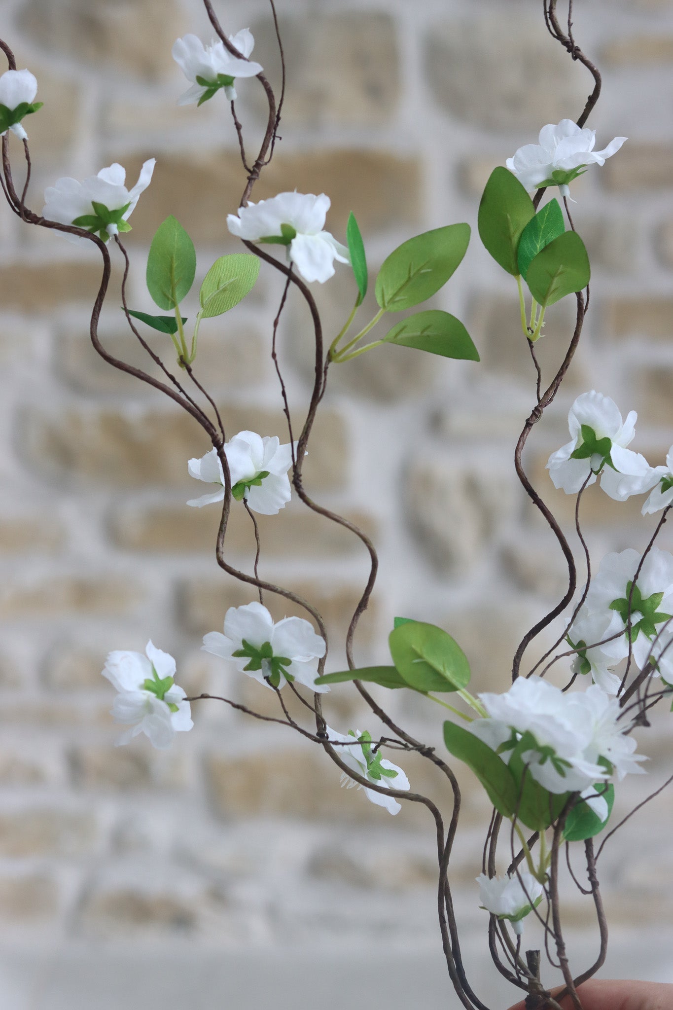 Faux Flowers  - White Wild Cherry Blossom Spray
