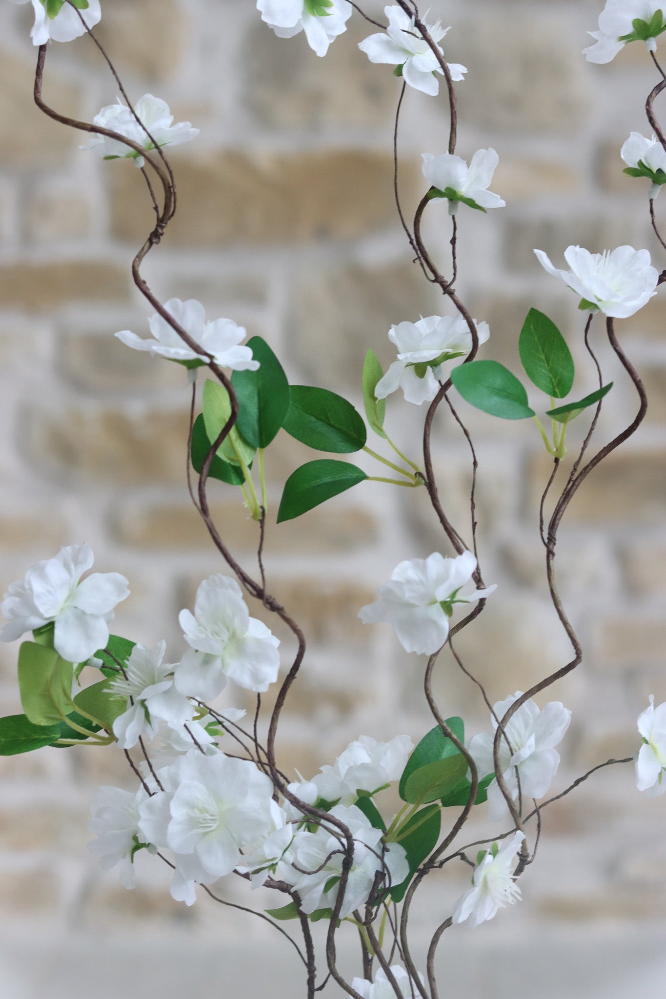 Faux Flowers  - White Wild Cherry Blossom Spray