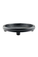 Beaded Round Tray - Black
