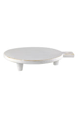 Heart Handled Round Tray - Whitewash