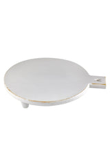 Heart Handled Round Tray - Whitewash