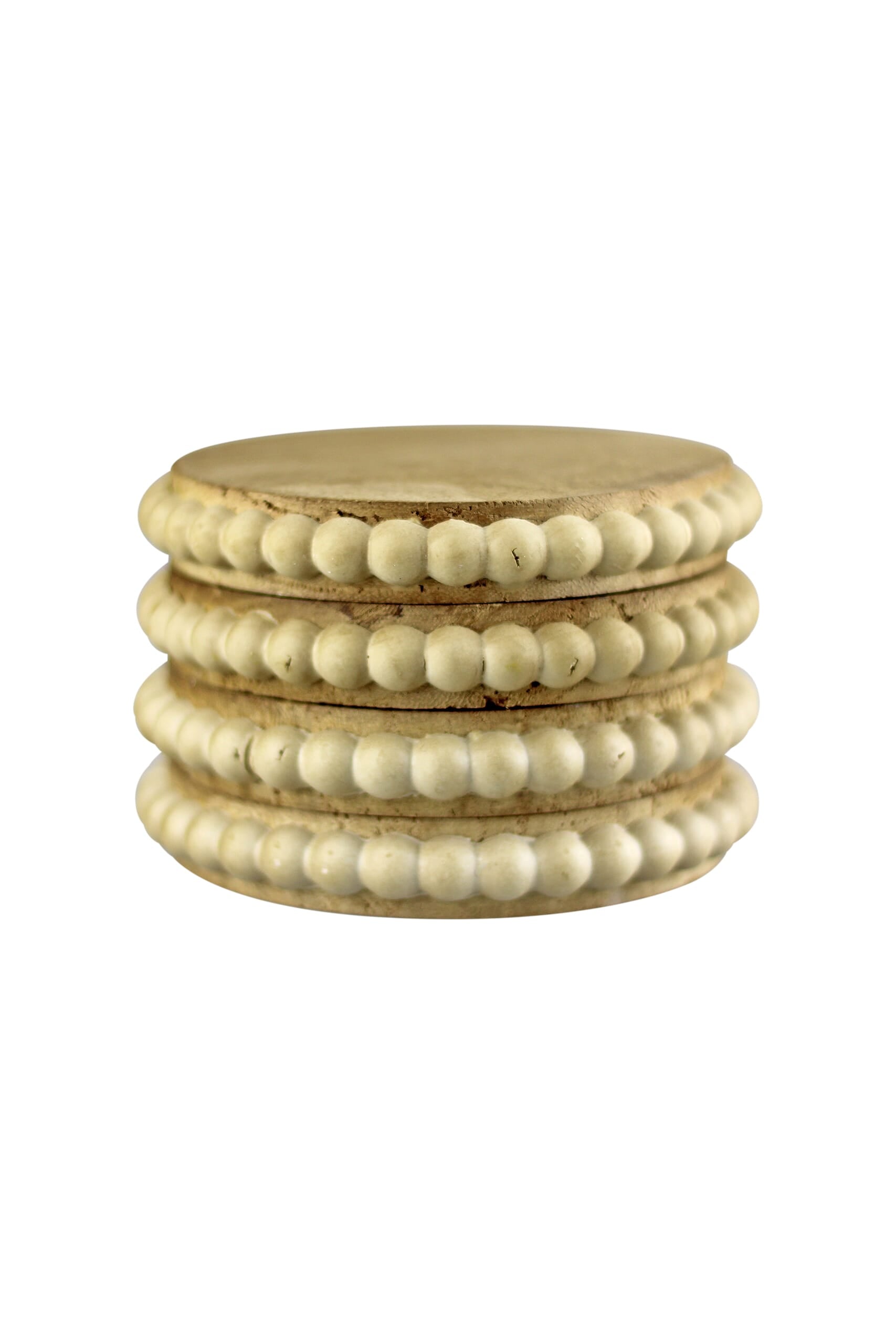 Beaded Wooden Coaster Set - Natural