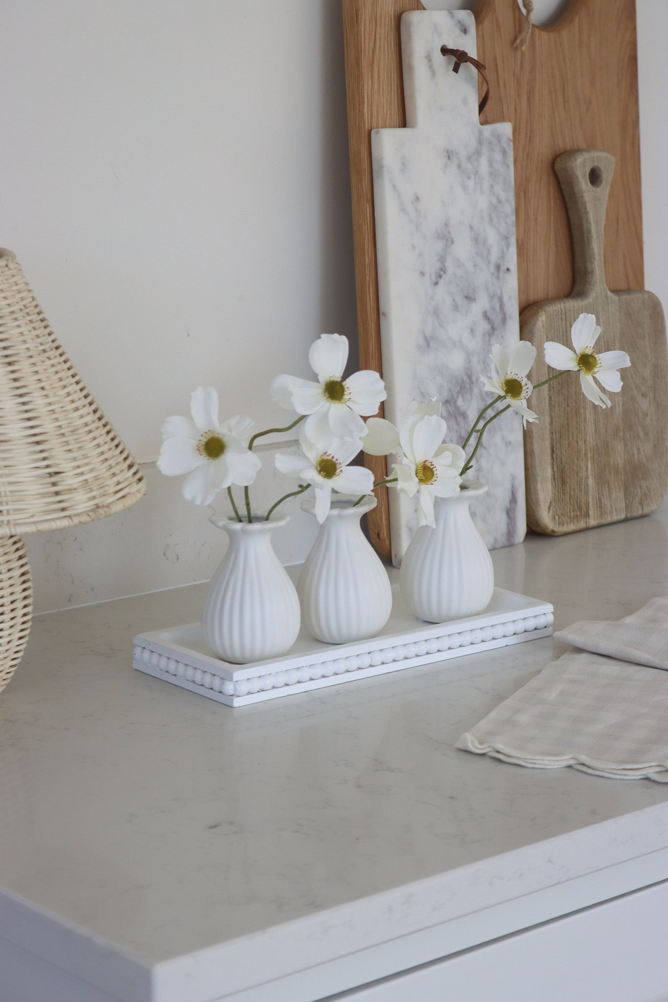 Frilly Stoneware Bud Vase Set