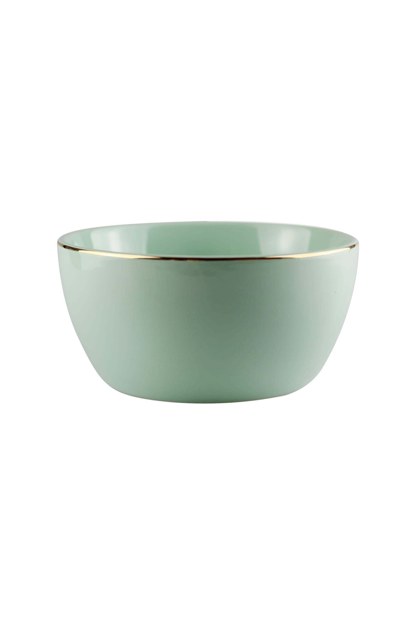 Ceramic Bowl - Green Gold Trim