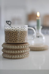 Beaded Wooden Coaster Set - Natural