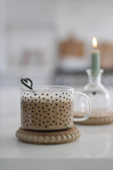Beaded Wooden Coaster Set - Natural