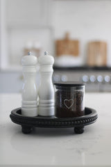 Beaded Round Tray - Black