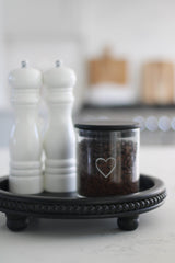 Beaded Round Tray - Black