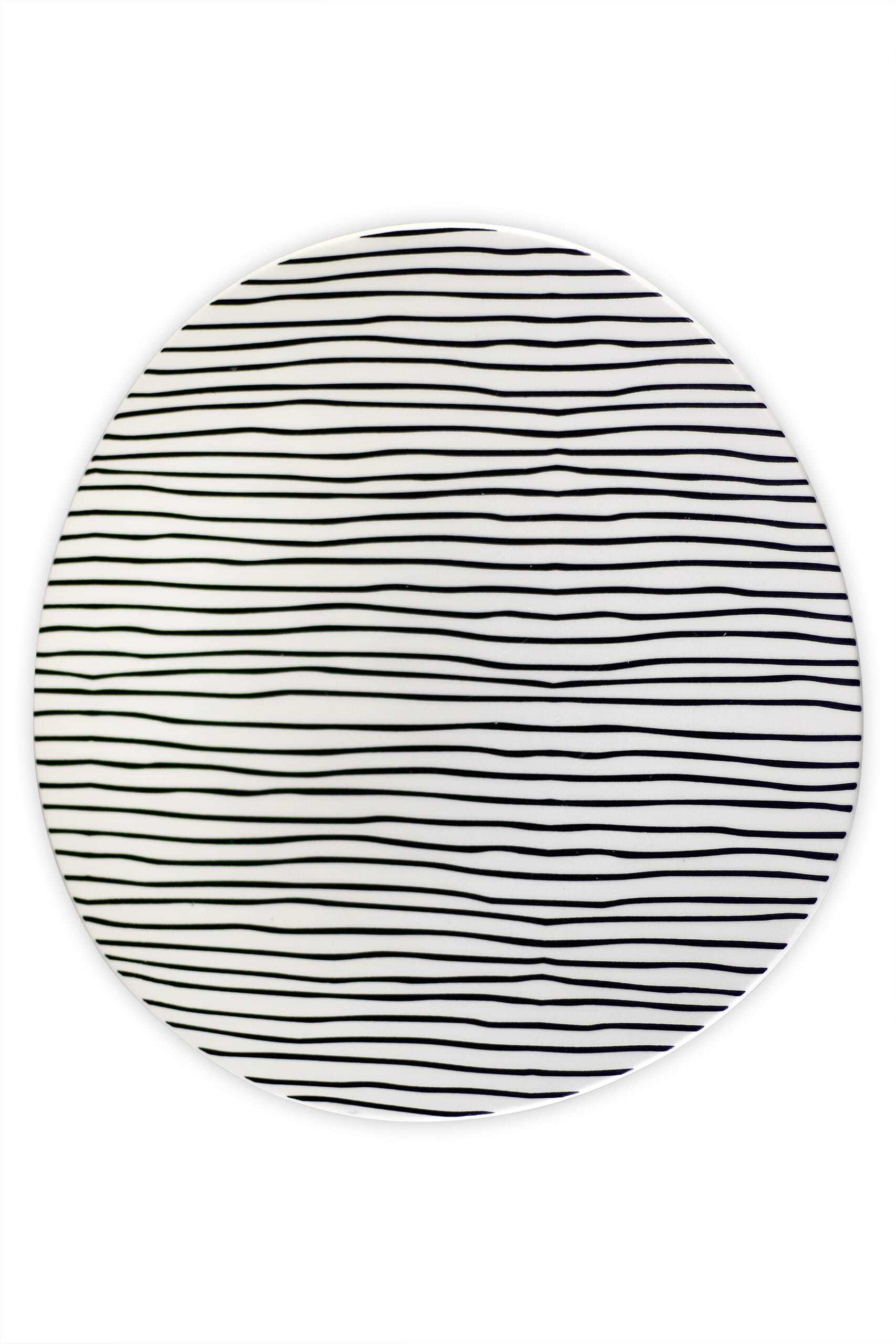 Irregular Ceramic Plates - Black Stripes 4pc Set