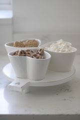 Heart Handled Round Tray - Whitewash