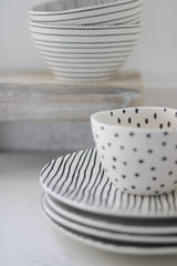 Irregular Ceramic Plates - Black Stripes 4pc Set