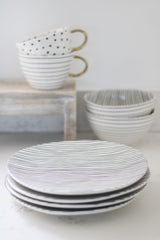 Irregular Ceramic Plates - Black Stripes 4pc Set