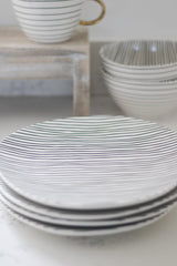 Irregular Ceramic Plates - Black Stripes 4pc Set