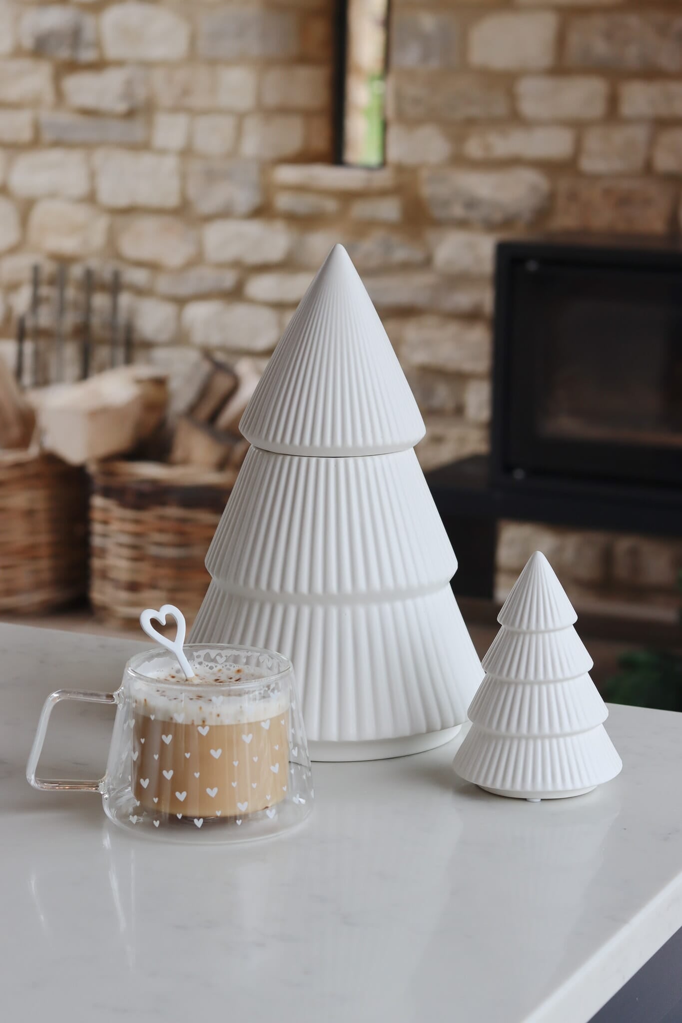 Fluted Ceramic Christmas Tree - Jar