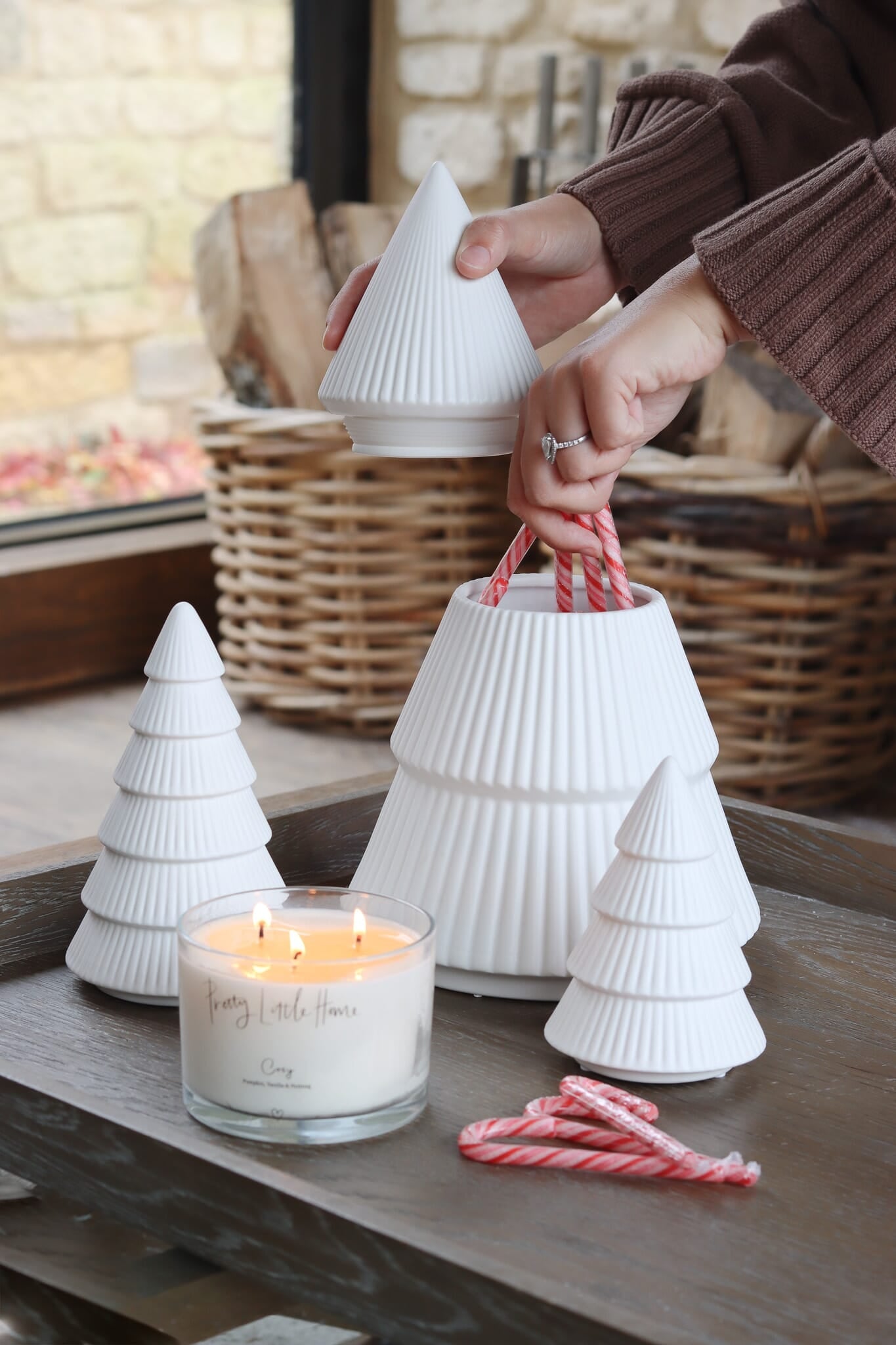 Fluted Ceramic Christmas Tree - Jar