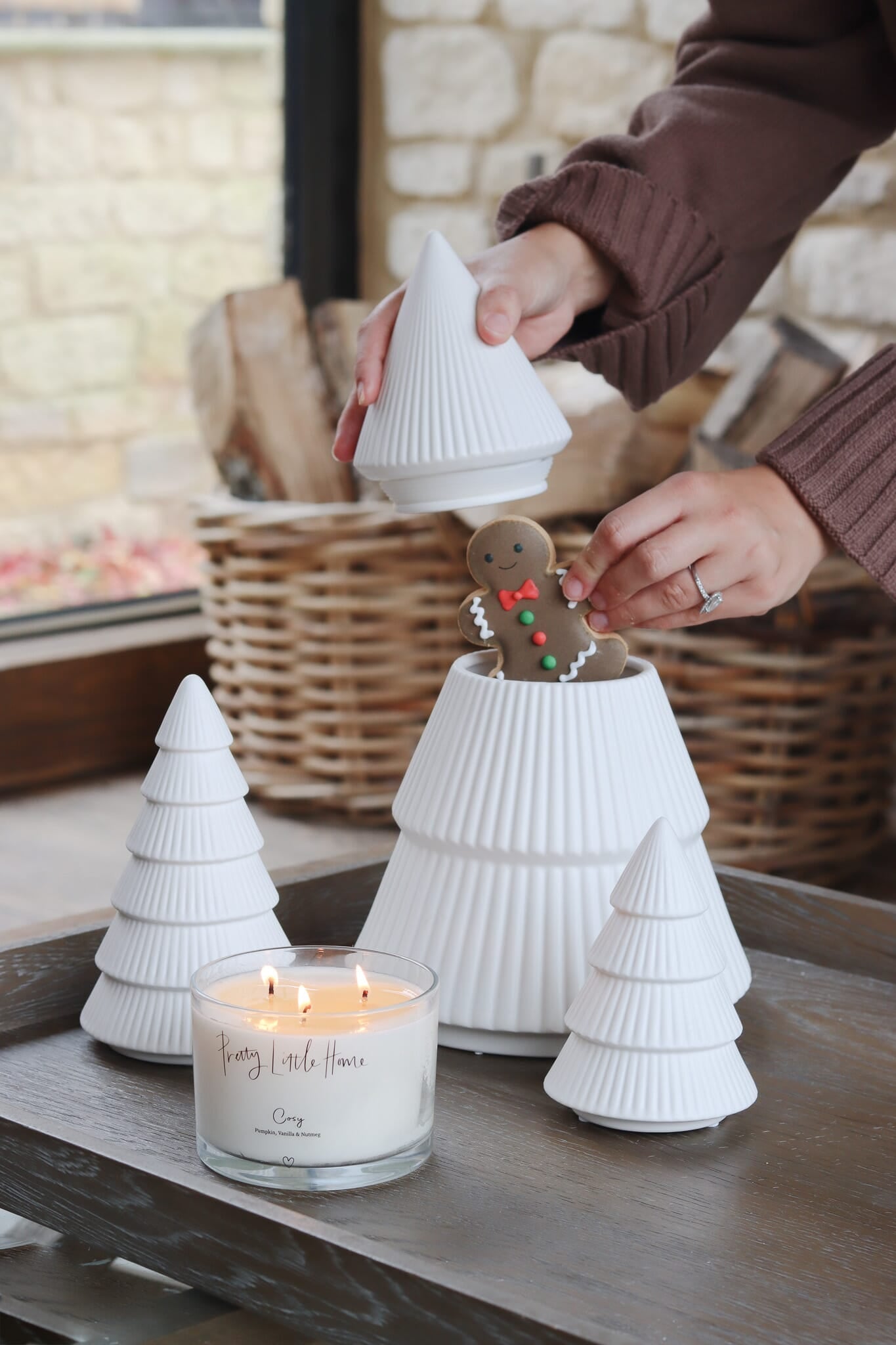Fluted Ceramic Christmas Tree - Jar