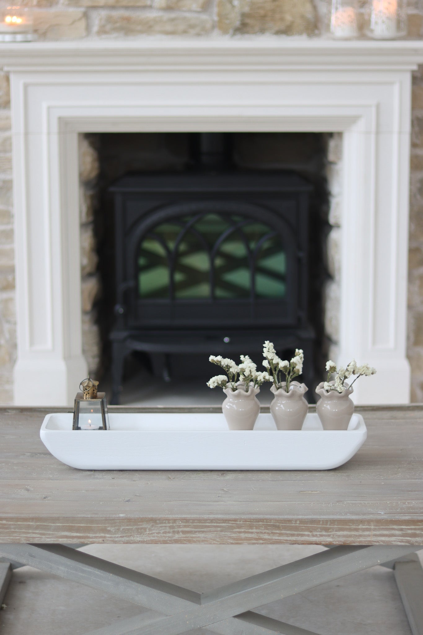 Long Paulownia Tray-White
