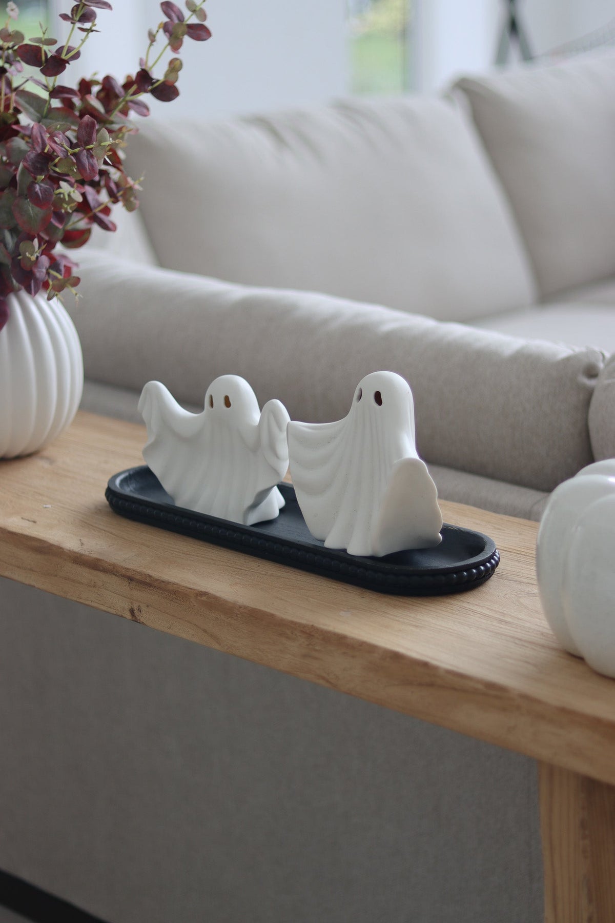 Beaded Wooden Tray - Black/Large
