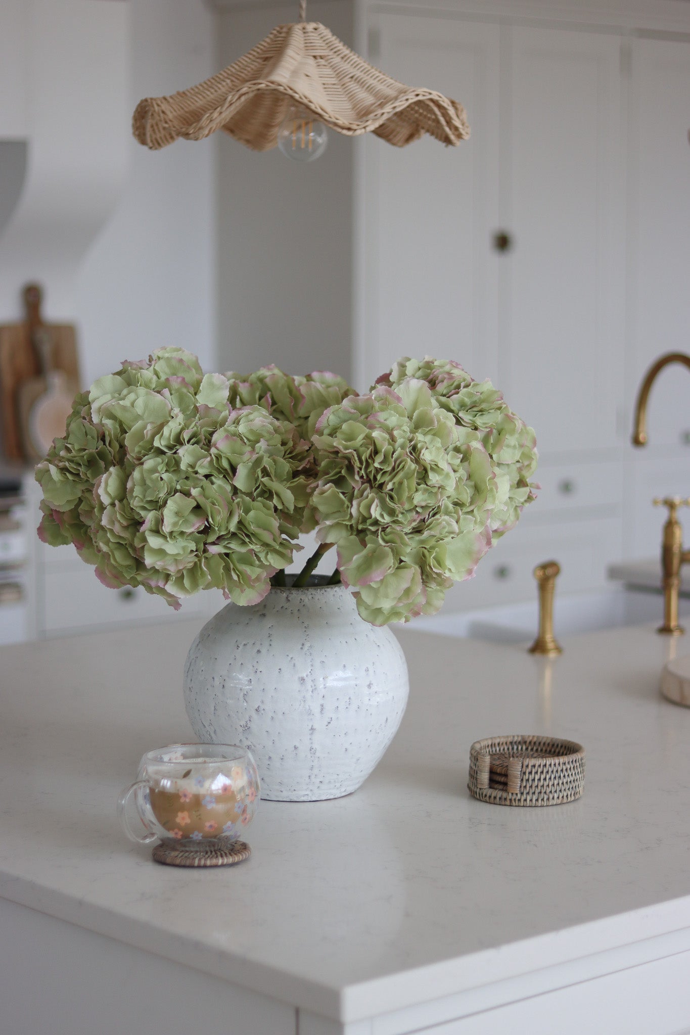 Faux Flowers - Green Hydrangea Stem