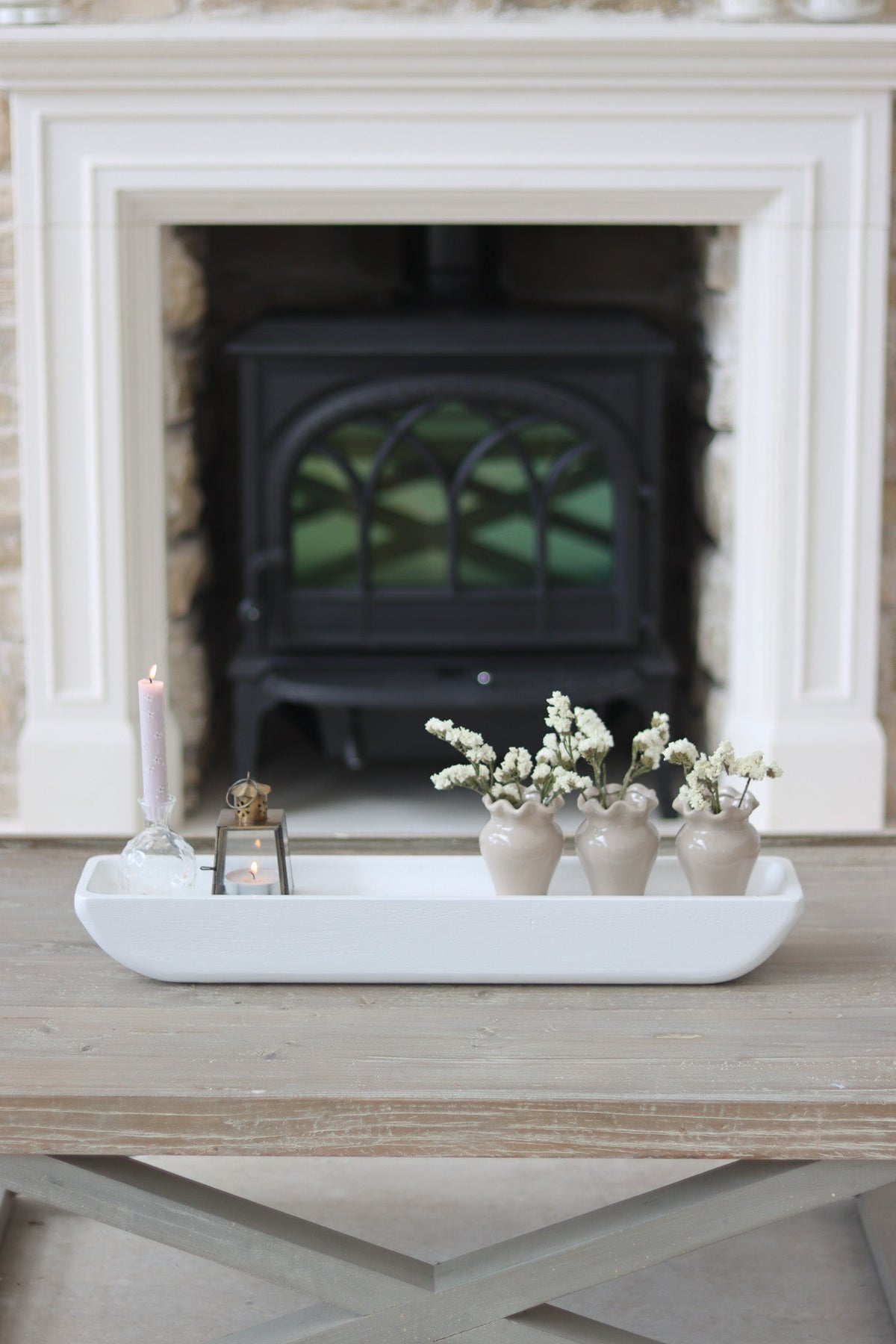 Long Paulownia Tray-White
