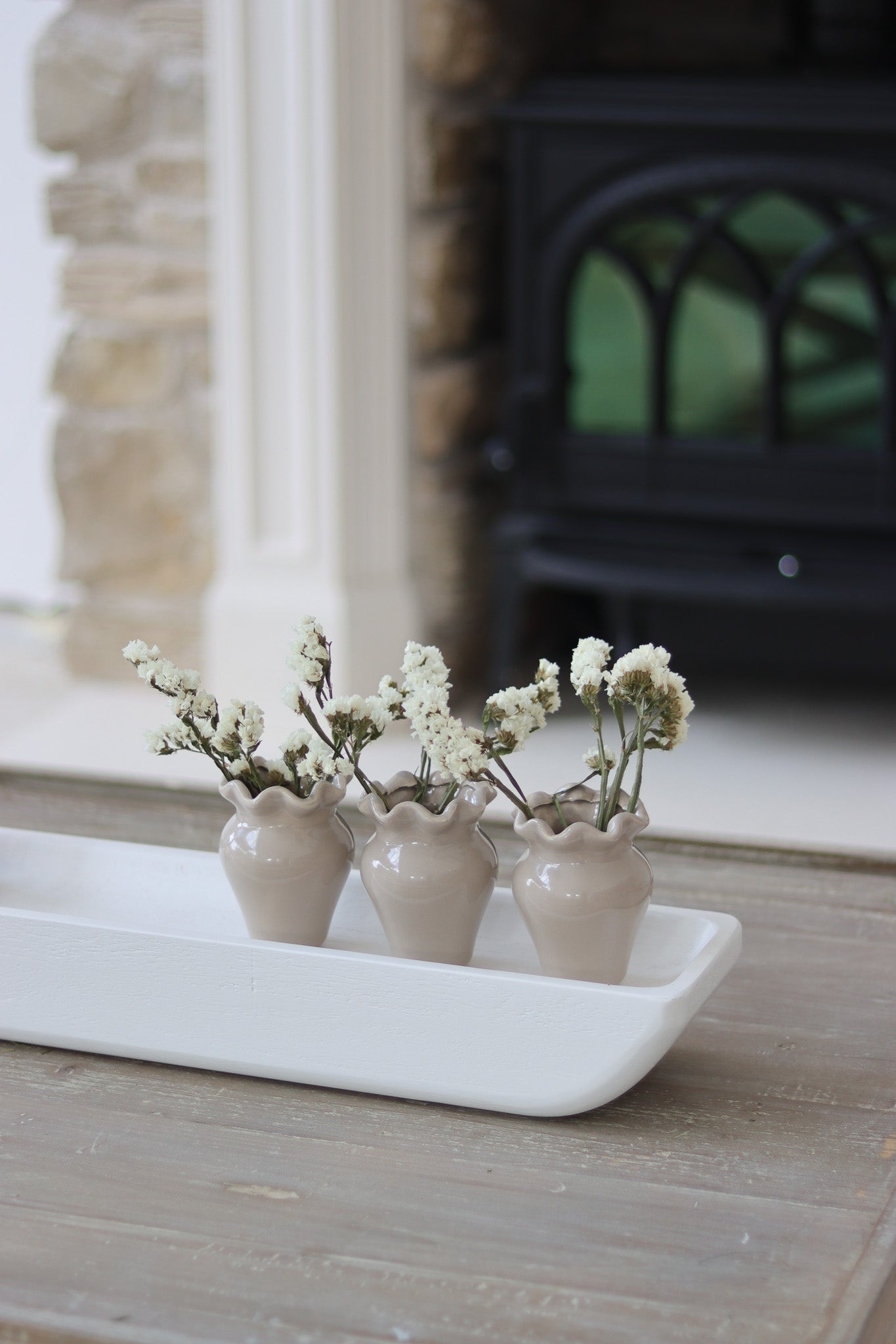 Long Paulownia Tray-White
