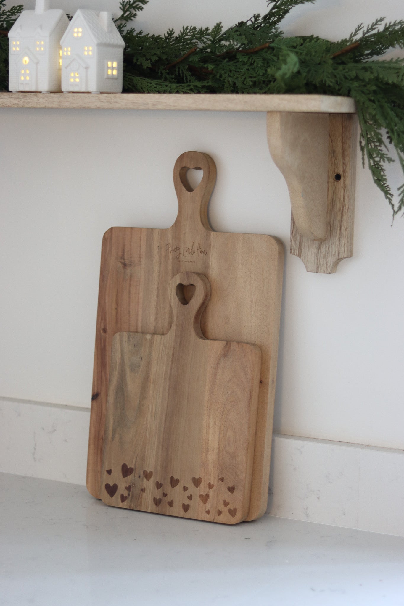 Heart Engraved Wooden Chopping Board- Natural Medium