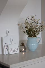 Engraved Flower Square Wooden Coaster - Small White