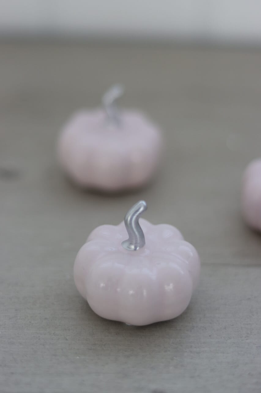 Ceramic Pumpkin Light Pink/Silver - Tiny 4PC