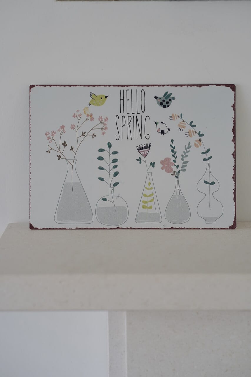 Hello Spring Metal Sign
